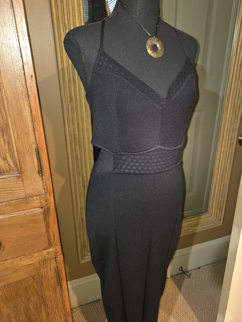🖤Express Black Backless Knit Midi Dress